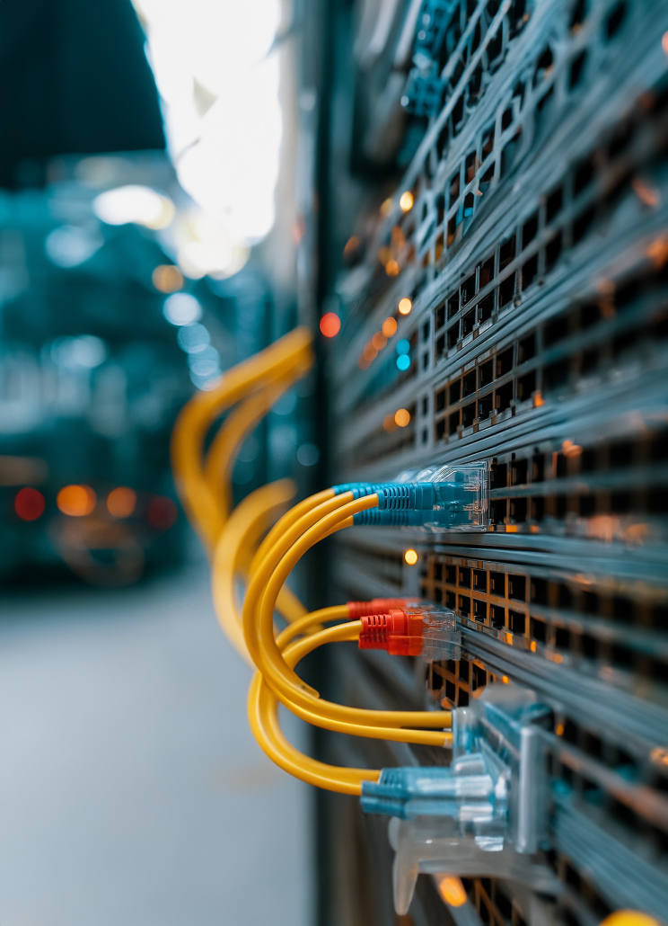 Structured Cabling Installation | SurfNet IT & Network Solutions Close-up of structured cabling with Ethernet cables connected to network switch