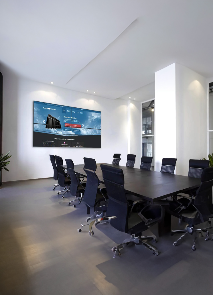 Audio & Video Conference Room Installations | SurfNet IT & Network Solutions Modern conference room with large video wall display for audio and video conferencing installation