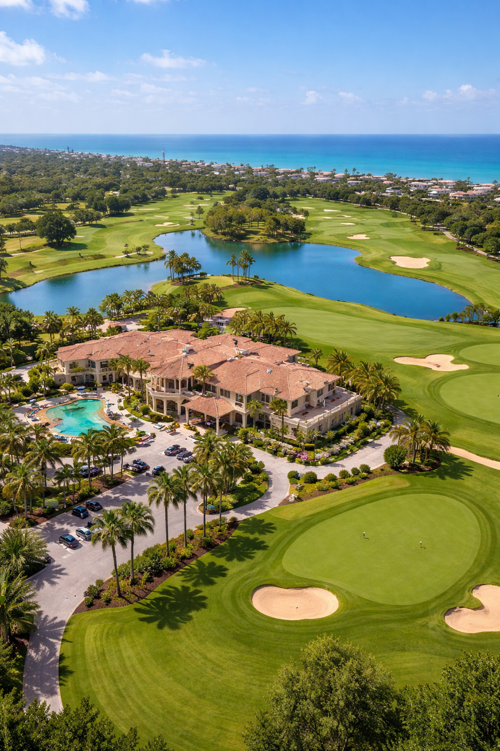 Golf Course & Country Club Network Installation Jupiter FL Aerial view of golf course and country club in Jupiter Florida