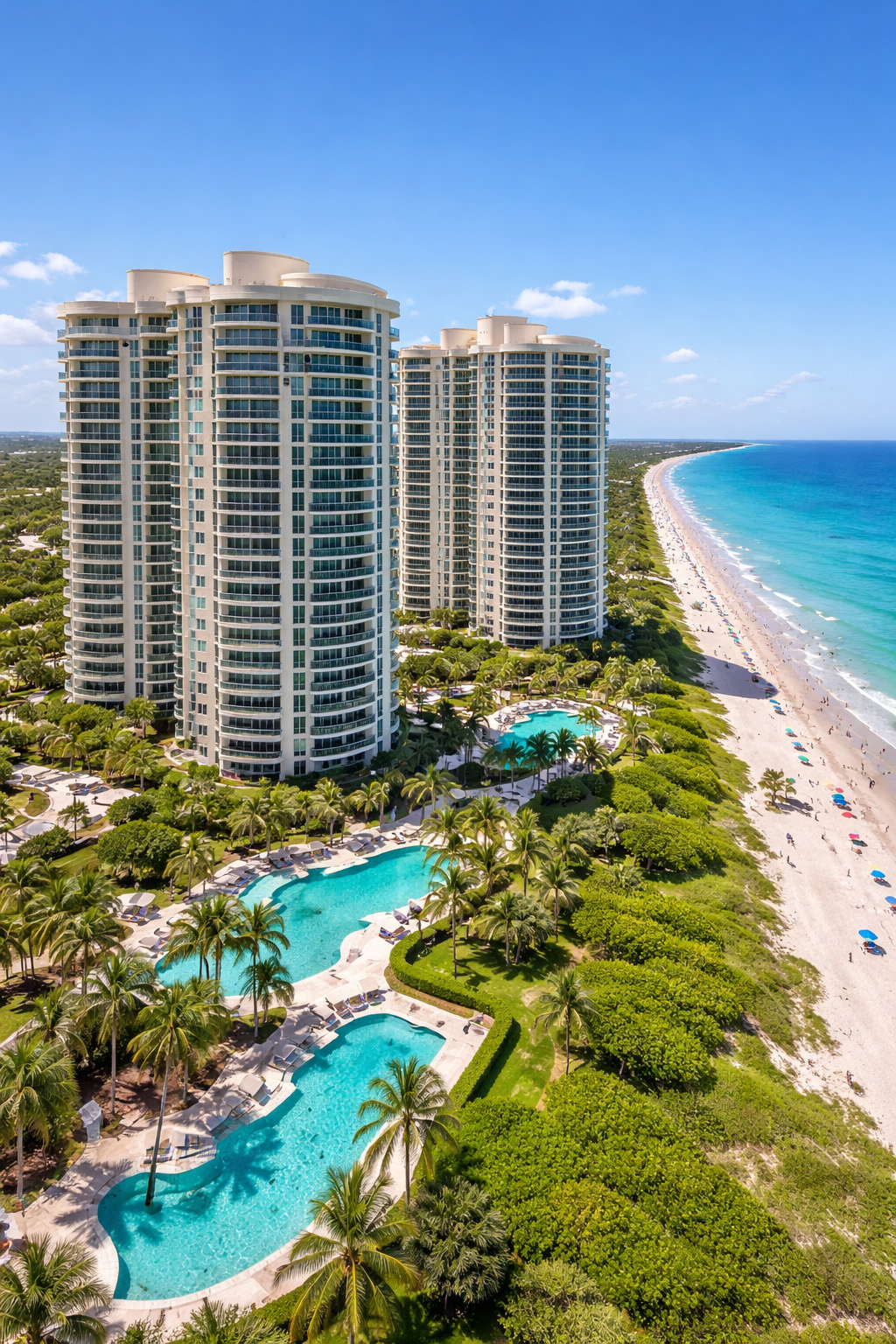 Jupiter FL Oceanfront Condominium High-Rise Oceanfront condominium high-rise in Jupiter, Florida with beachfront and resort-style amenities