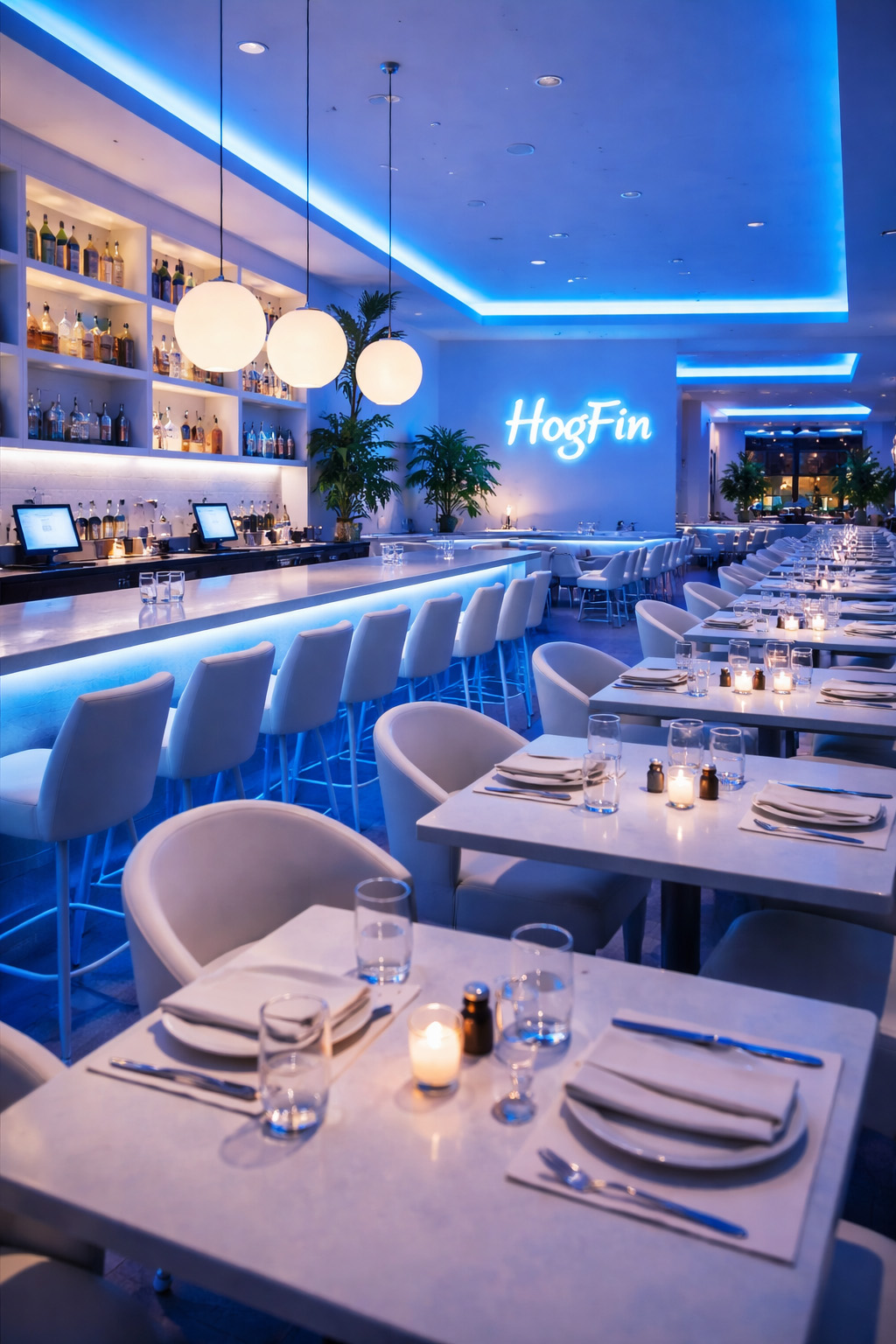 Restaurant WiFi Installation Jupiter FL Modern restaurant interior in Jupiter Florida with WiFi installation and network infrastructure for POS systems