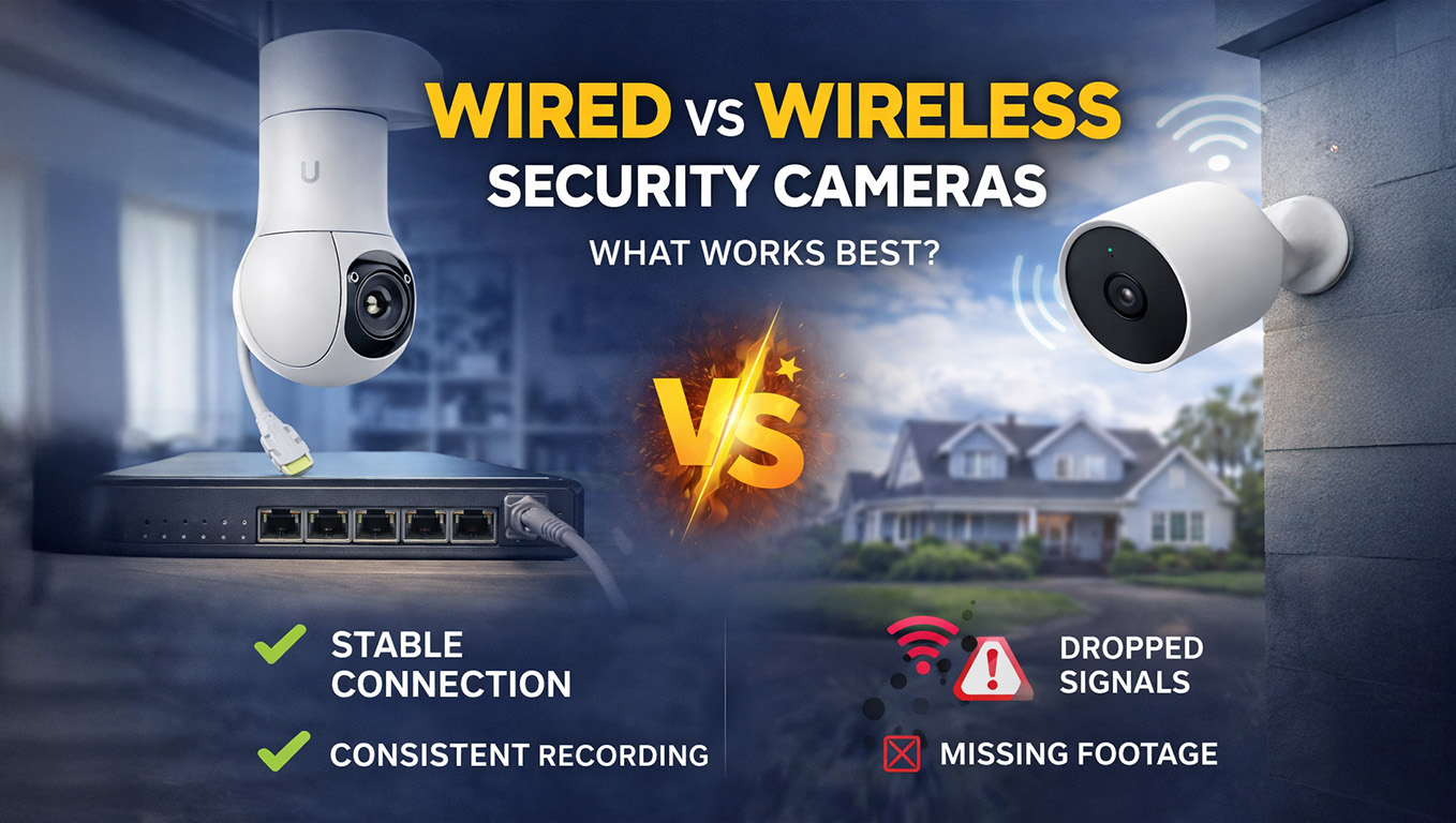 wired vs wireless security cameras unifi wired camera vs nest wireless camera reliability comparison