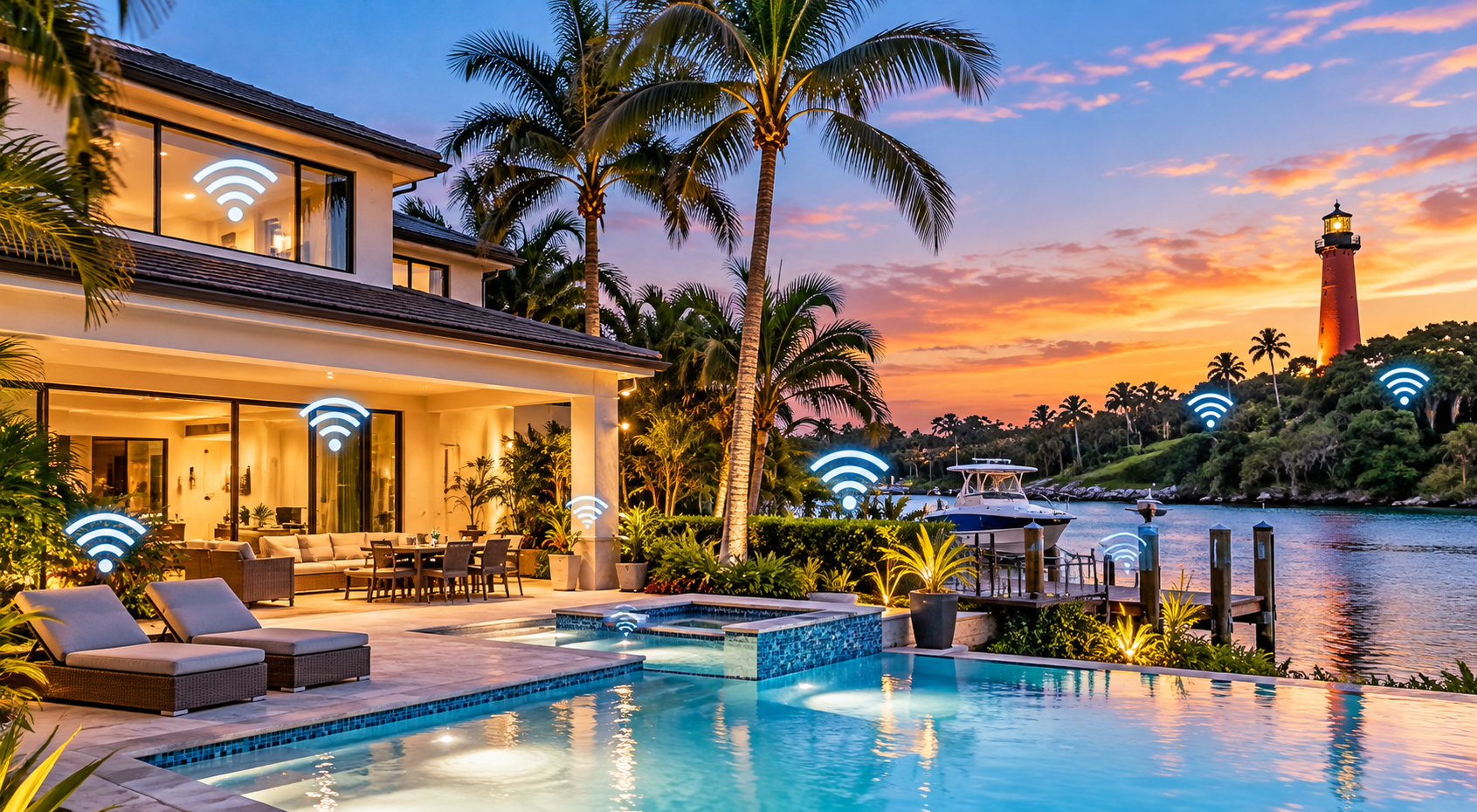 Professional home WiFi network coverage for a waterfront home in Jupiter, Florida